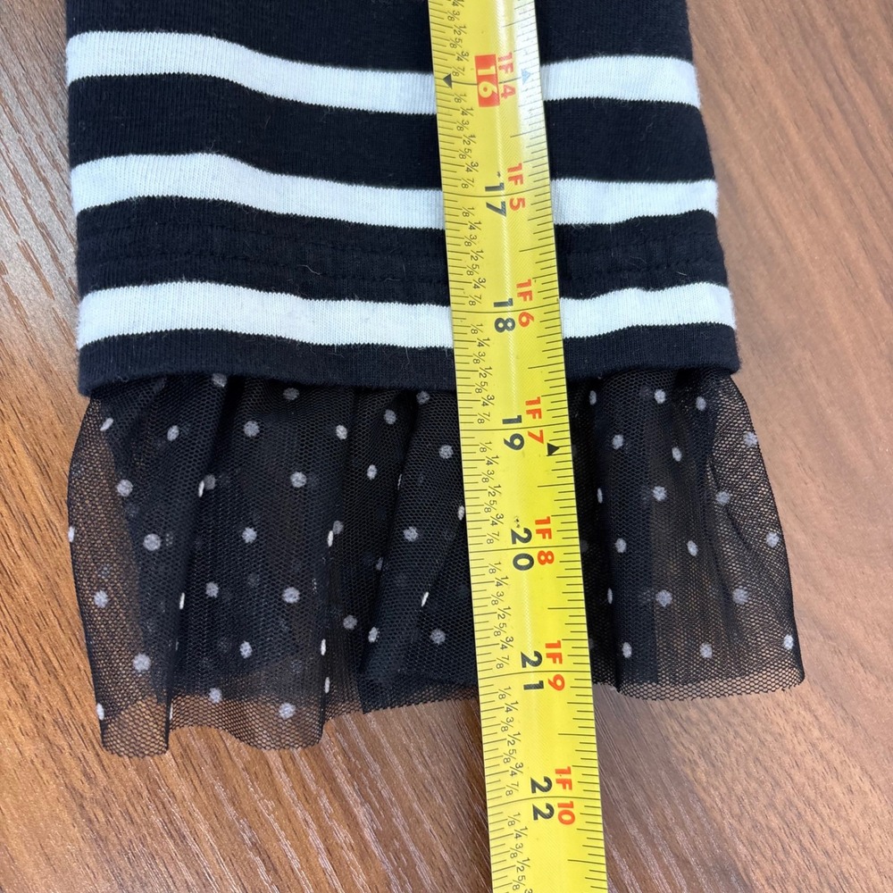 J. Crew Black White Striped Boat Neck Tulle Polka Dot Cuff Sleeve‎ Top M - Picture 9 of 11